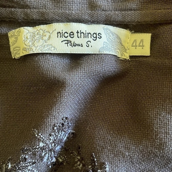 Nice Things sz 12 (EU44) brown crop peplum top with embroidery and pintucks - Picture 5 of 11